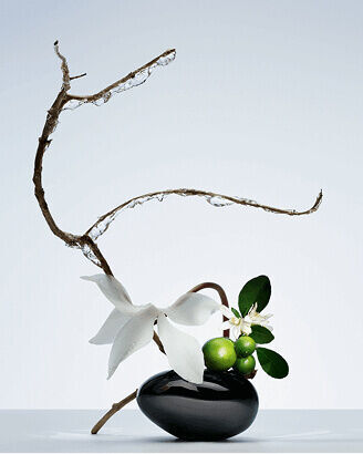 Ikebanas showcasing the artistry behind Armani/Prive fragrance compositions.