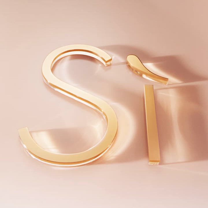 A stylized golden logo featuring the letters "S" and "I" on a soft, light background.