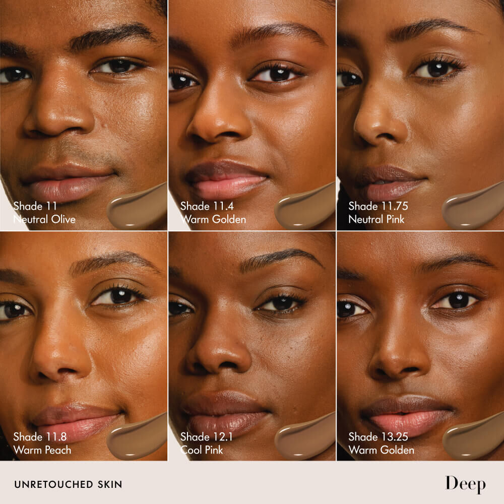 Close-up of a different model's cheek with showcasing LUMINOUS SILK FOUNDATION texture