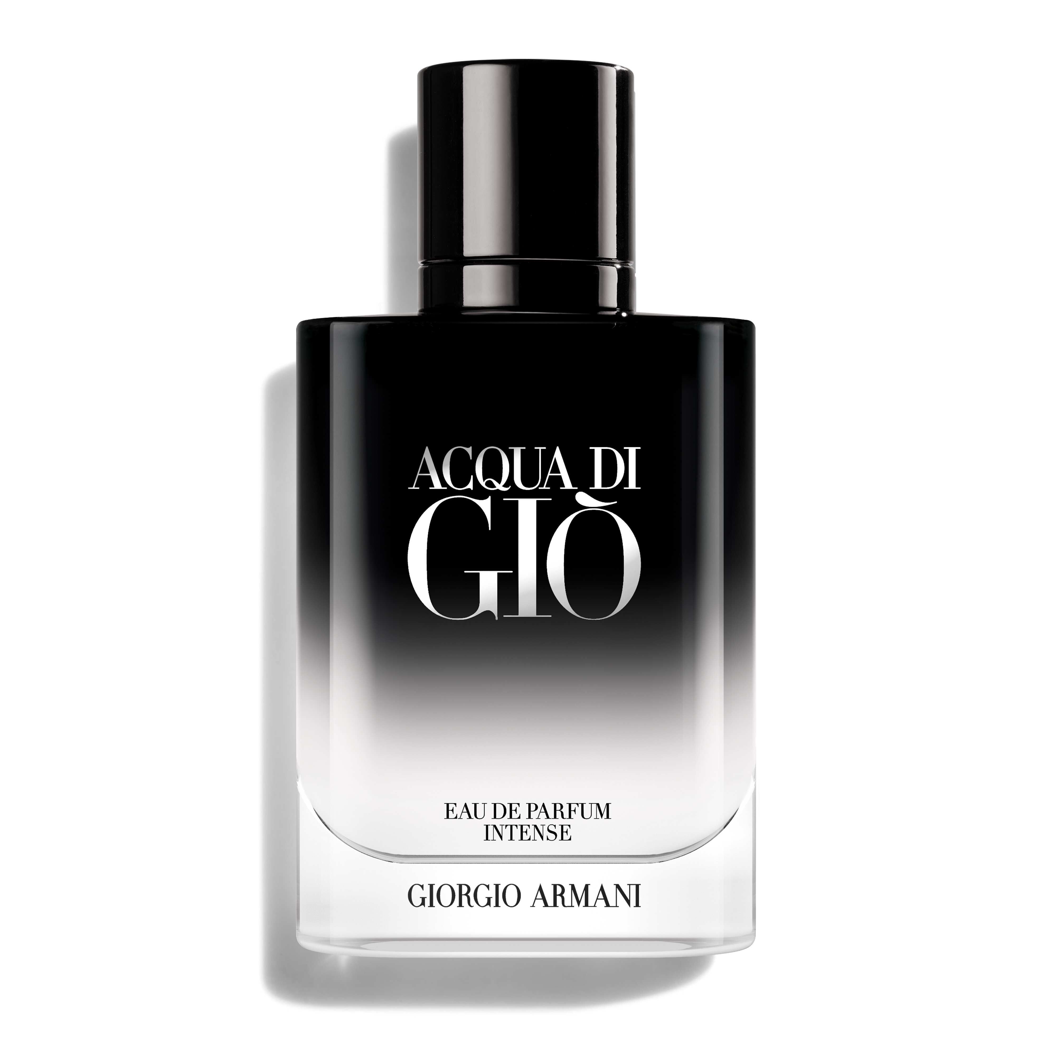 Giorgio Armani Acqua Di Gio Eau de Parfum Intense fles. Een strak zwart verloopsontwerp.