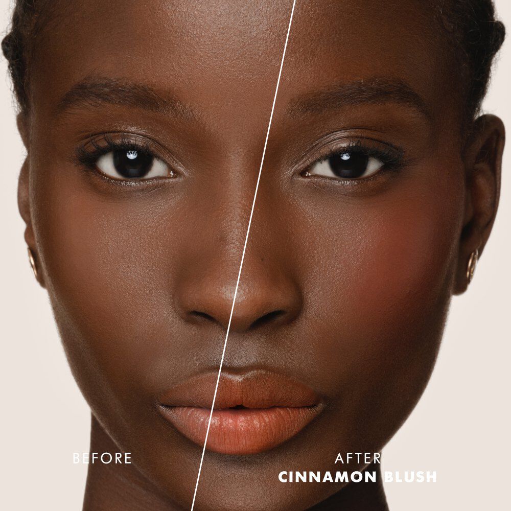 Voor- en naresultaat van ARMANI Beauty Dolci blush roze wangtint