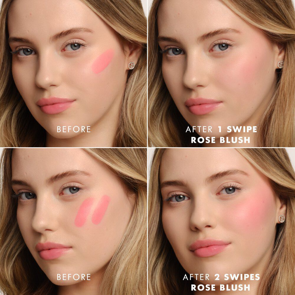 ARMANI Beauty Dolci Blush roze wangtint resulteert in verschillende intensiteiten